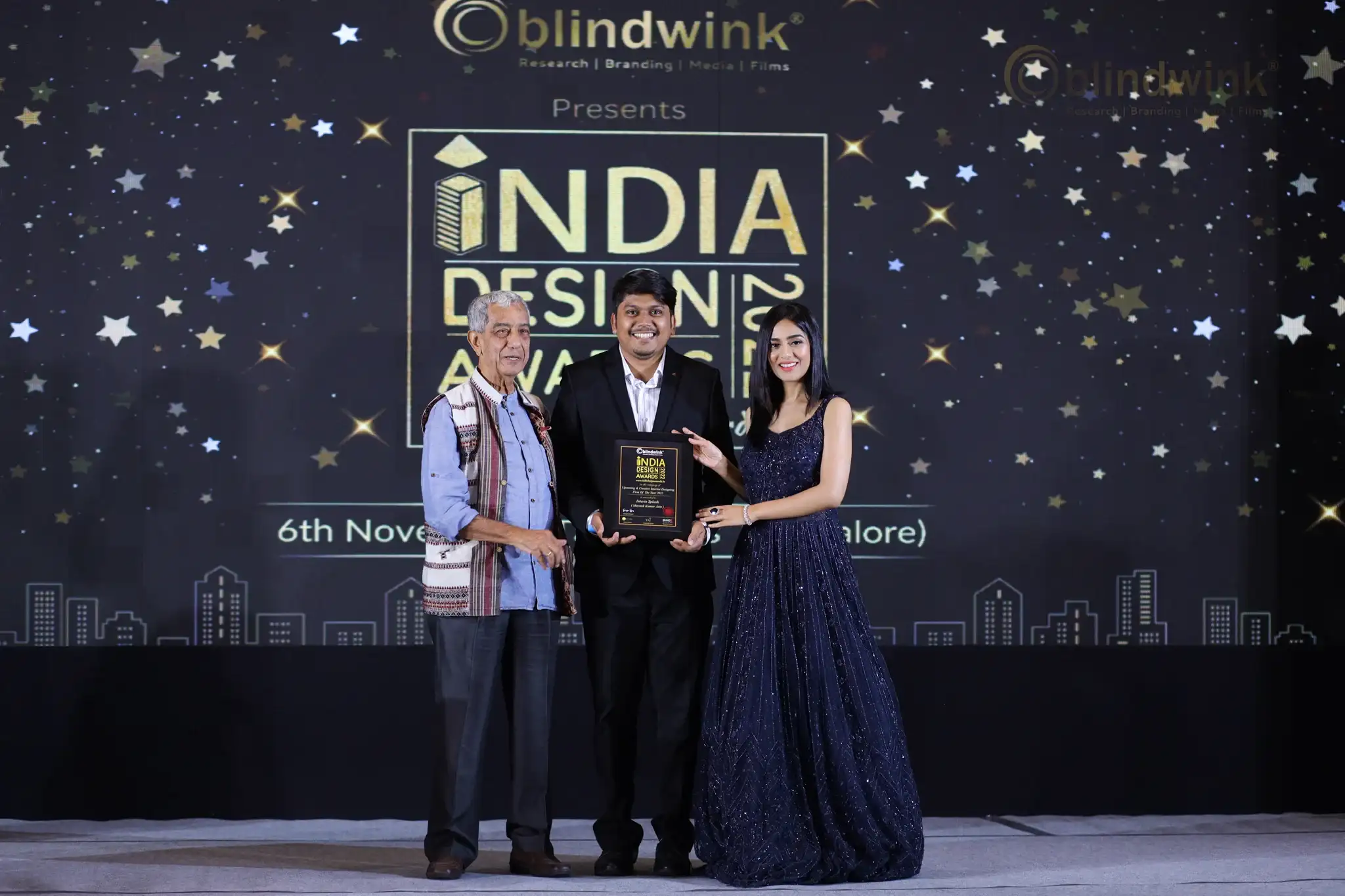 interiosplash CEO received award at Indian design meet for their luxury home interior design project completion in jp nagar bangalore
